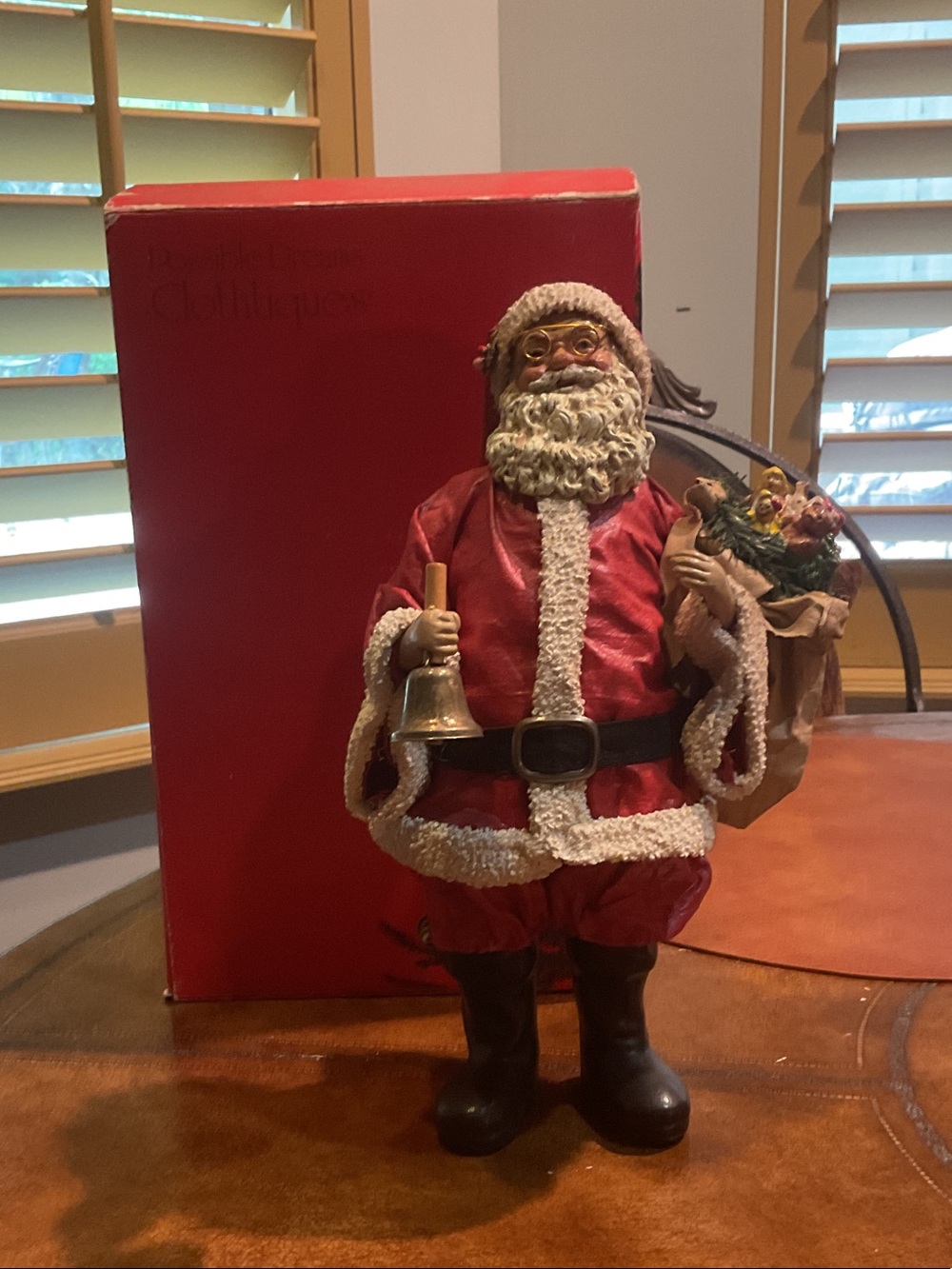Possible Dream “Father Christmas” Festive Red Santa Figurine with Bell